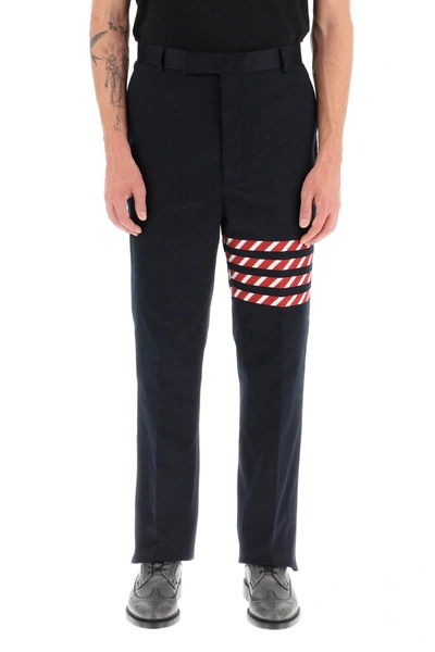 Shop Thom Browne 4 Bar Cotton Suit Trousers
