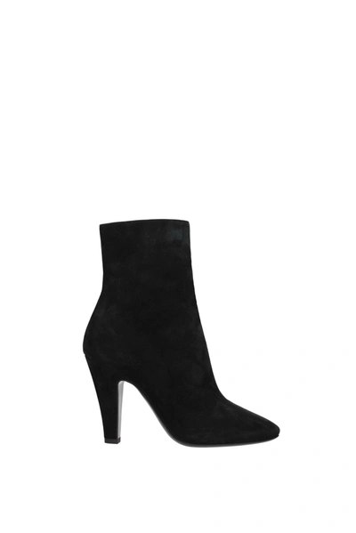 Shop Saint Laurent Ankle Boots Cotton Black