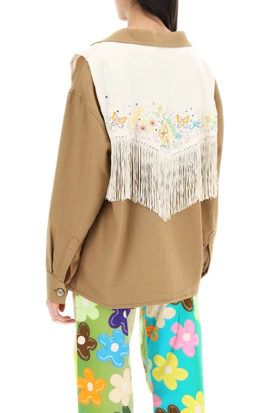 Shop Siedres Overshirt With Embroidered Fringed Panel