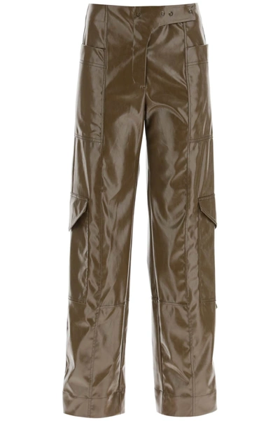 Shop Ganni Faux Leather Cargo Pants