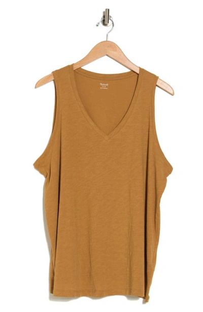 Shop Madewell Whisper V-neck Tank Top In Toffee