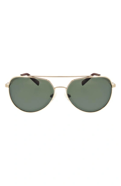 Shop Hurley Beachbreak 57mm Polarized Aviator Sunglasses In Shiny Gold
