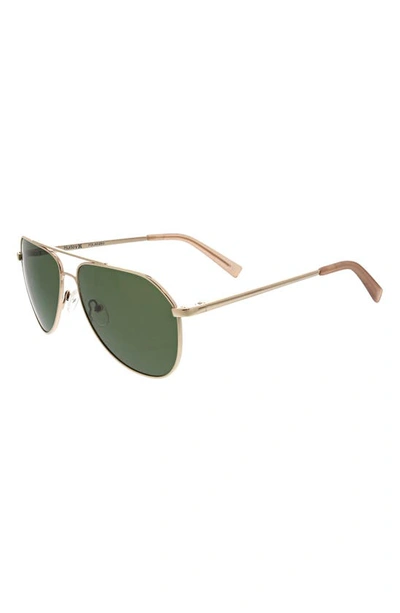 Shop Hurley 60mm Polarized Round Sunglasses In Gold/ Green