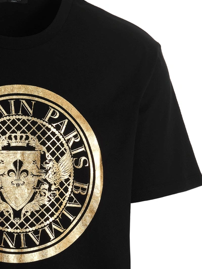 Shop Balmain T-shirt 'coin Foil' In Black