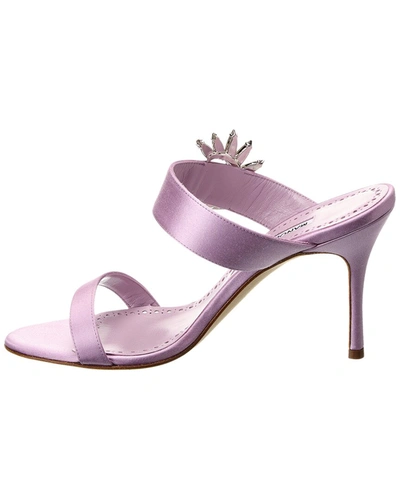 Shop Manolo Blahnik Chivela 90 Satin Sandal In Purple