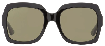 Shop Gucci Women's Square Sunglasses Gg0036sn 002 Black/green/red 54mm