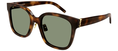 Shop Saint Laurent Sl M105/f 003 Square Sunglasses In Green