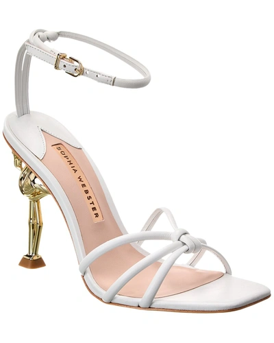 Shop Sophia Webster Flo Flamingo Leather Sandal In White