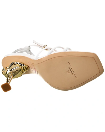 Shop Sophia Webster Flo Flamingo Leather Sandal In White