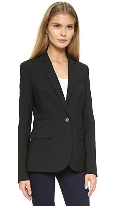 Shop Veronica Beard Classic Jacket With Leather Dickey In Black