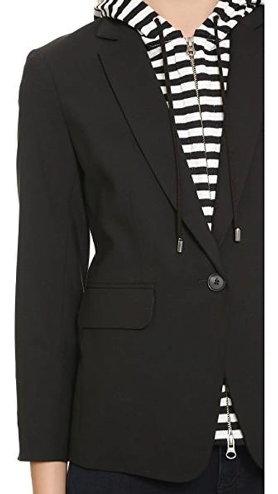Shop Veronica Beard Schoolboy Jacket With Striped Dickey In Black