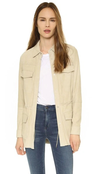 Vince Leather Jacket With Drawstring Waist In Marzipan