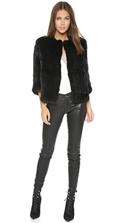 Shop Rachel Zoe Rabbit Fur Jacket In Black