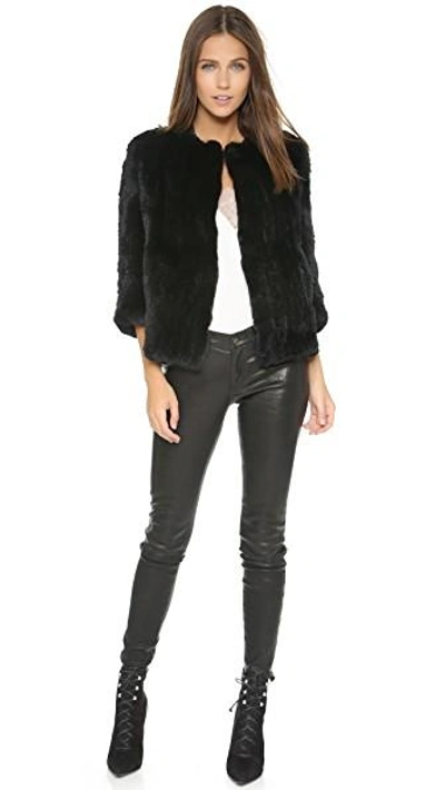 Rachel zoe rabbit fur jacket best sale