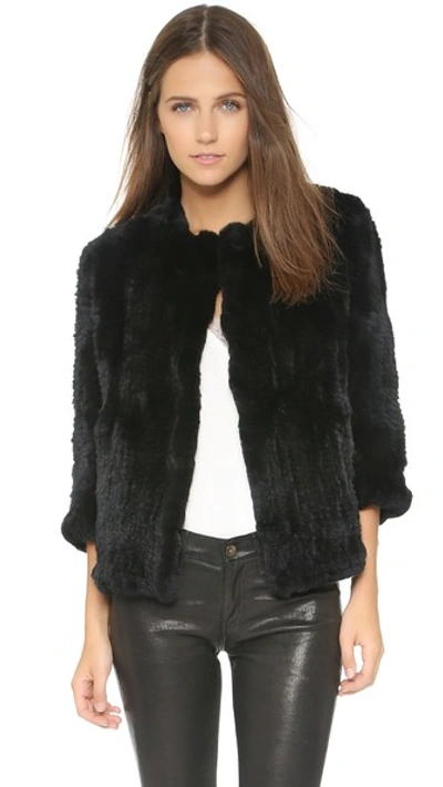 Shop Rachel Zoe Rabbit Fur Jacket In Black
