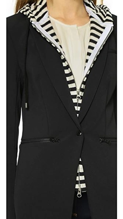 Shop Veronica Beard Scuba Jacket With Stripe Sweater Dickey In Black