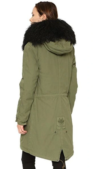 Shop Mr & Mrs Italy Army Parka With Fur Trim In Army/black