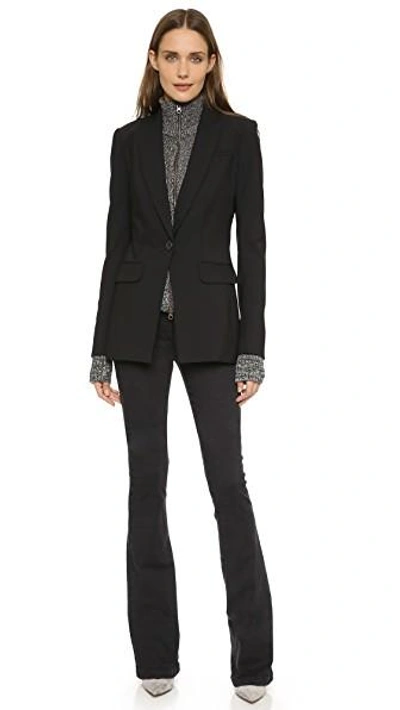 Shop Veronica Beard Long & Lean Jacket With Melange Uptown Dickey In Black/black/white