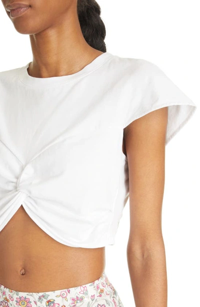 Shop Isabel Marant Zineae Modern Twist Crop Cotton T-shirt In White