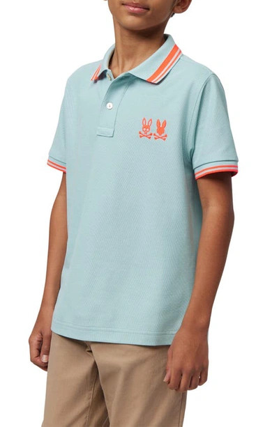 Shop Psycho Bunny Kids' Kingwood Embroidered Piqué Polo In Seafoam