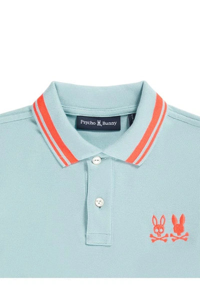 Shop Psycho Bunny Kids' Kingwood Embroidered Piqué Polo In Seafoam