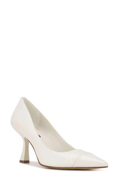 Shop Nine West Hippa Pointy Cap Toe Pump In Bone