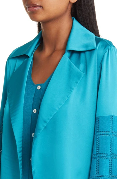 Shop Misook Accent Sleeve Relaxed Fit Jacket In French Blue