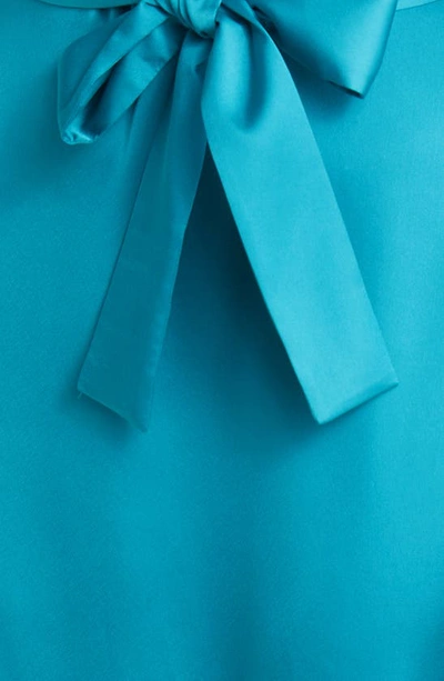 Shop Misook Tie Waist Puff Shoulder Midi Dress In French Blue