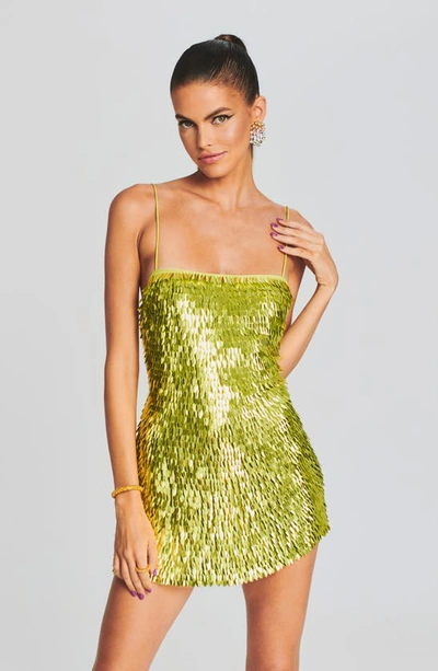 Shop Retroféte Nara Sequin Dress In Lime Punch