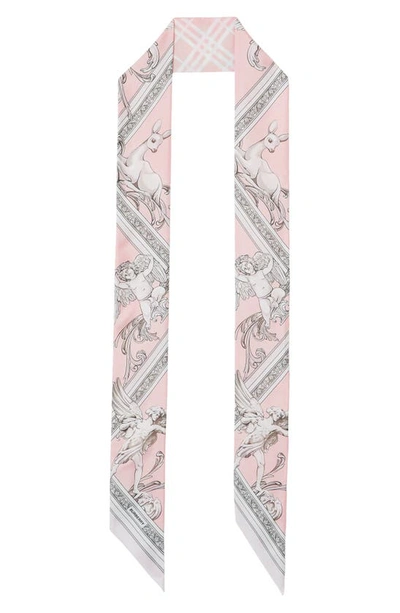 Louis Vuitton Light Pink and Grey Trunks Silk Bandeau Scarf