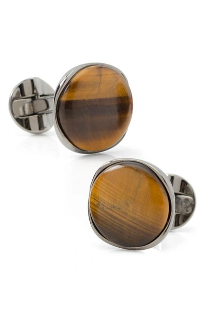 Shop Cufflinks, Inc Tiger's Eye Cuff Links In Brown