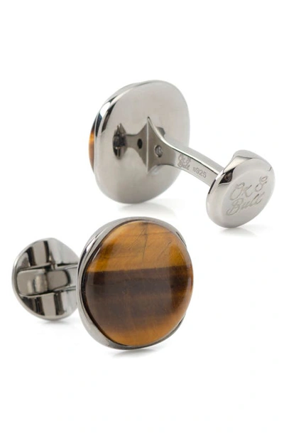 Shop Cufflinks, Inc Tiger's Eye Cuff Links In Brown