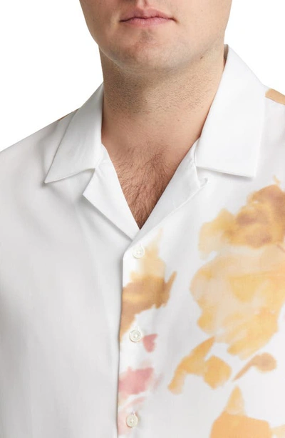 Shop Bugatchi Jackson Regular Fit Abstract Print Short Sleeve Button-up Camp Shirt In Dandelion