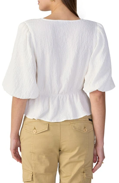 Shop Sanctuary Textured Puff Sleeve Blouse In White