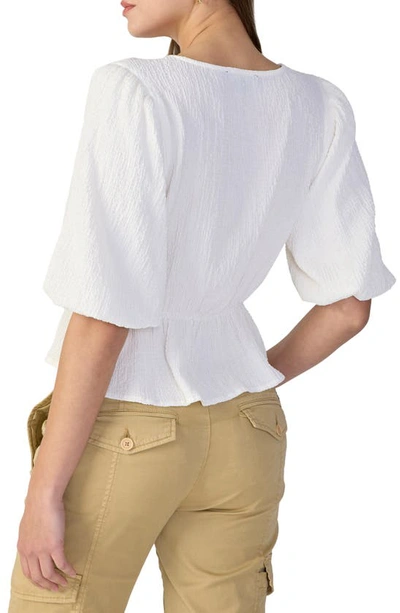 Shop Sanctuary Textured Puff Sleeve Blouse In White