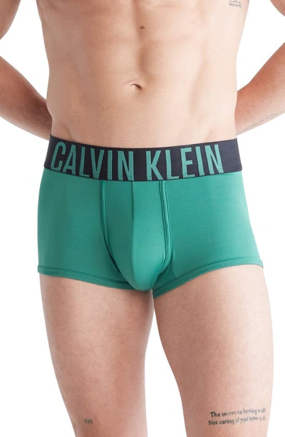 Shop Calvin Klein Assorted 3-pack Intense Power Micro Low Rise Trunks In Navy/ Foliage/ Green