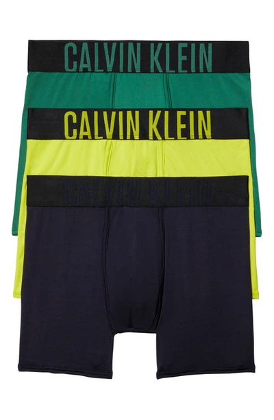 Shop Calvin Klein 3-pack Boxer Briefs In Navy/ Foliage/ Green
