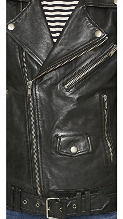 Shop Blk Dnm Motorcycle Jacket With Quilted Stripes In Black
