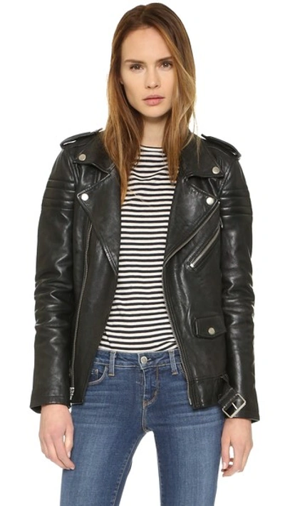 Shop Blk Dnm Motorcycle Jacket With Quilted Stripes In Black