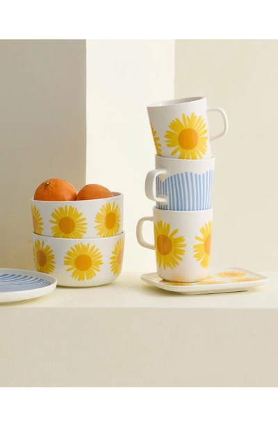 Shop Marimekko Auringonkukka Stoneware Mug In Yellow