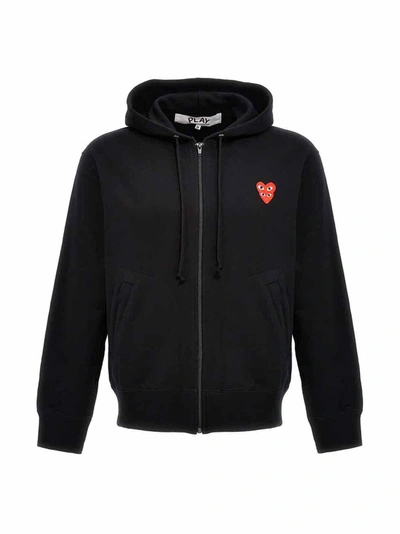 Shop Comme Des Garçons Play Double Heart Sweatshirt Black