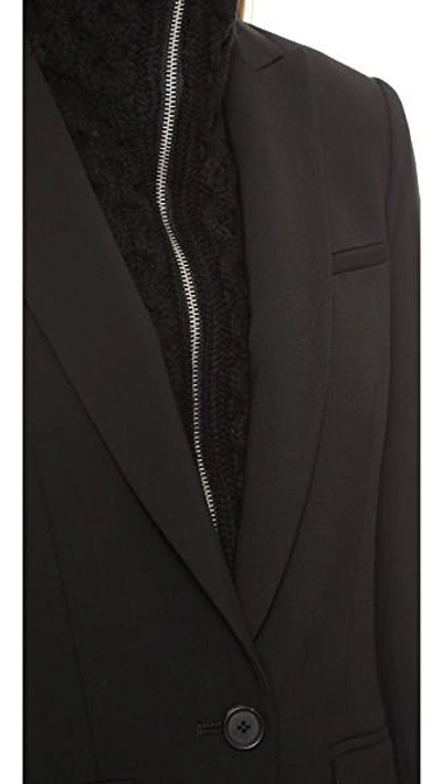 Shop Veronica Beard Long & Lean Jacket With Black Upstitch In Black/black