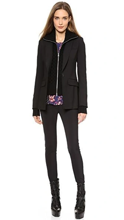 Shop Veronica Beard Long & Lean Jacket With Black Upstitch In Black/black