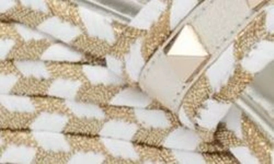 Shop Valentino Rockstud Platform Espadrille Sandal In White/ Gold
