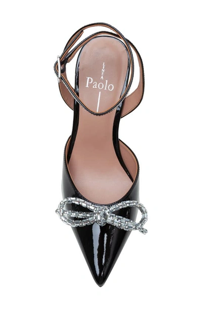 Linea Paolo Heart Ankle Strap Pointed Toe Pump In Black