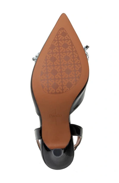 Linea Paolo Heart Ankle Strap Pointed Toe Pump In Black
