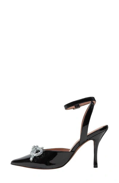 Linea Paolo Heart Ankle Strap Pointed Toe Pump In Black