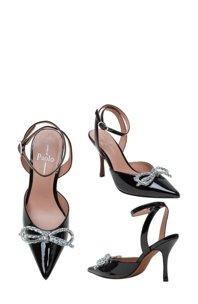 Linea Paolo Heart Ankle Strap Pointed Toe Pump In Black