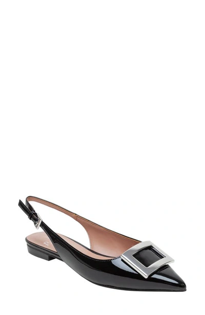 Shop Linea Paolo Delica Slingback Pointed Toe Flat In Black