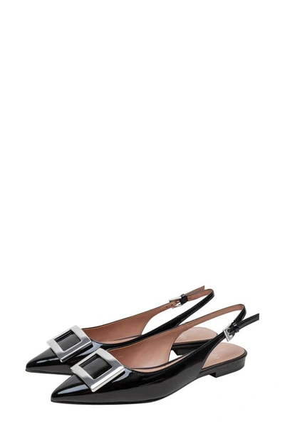 Shop Linea Paolo Delica Slingback Pointed Toe Flat In Black